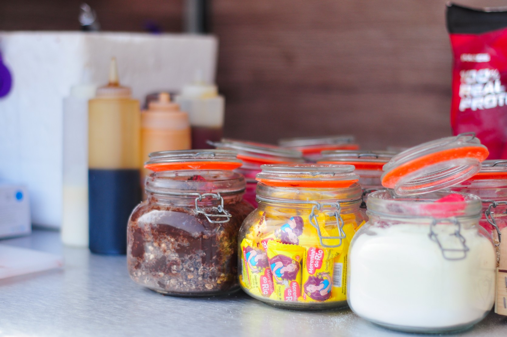 Variety of fresh toppings for SeaBerry açaí