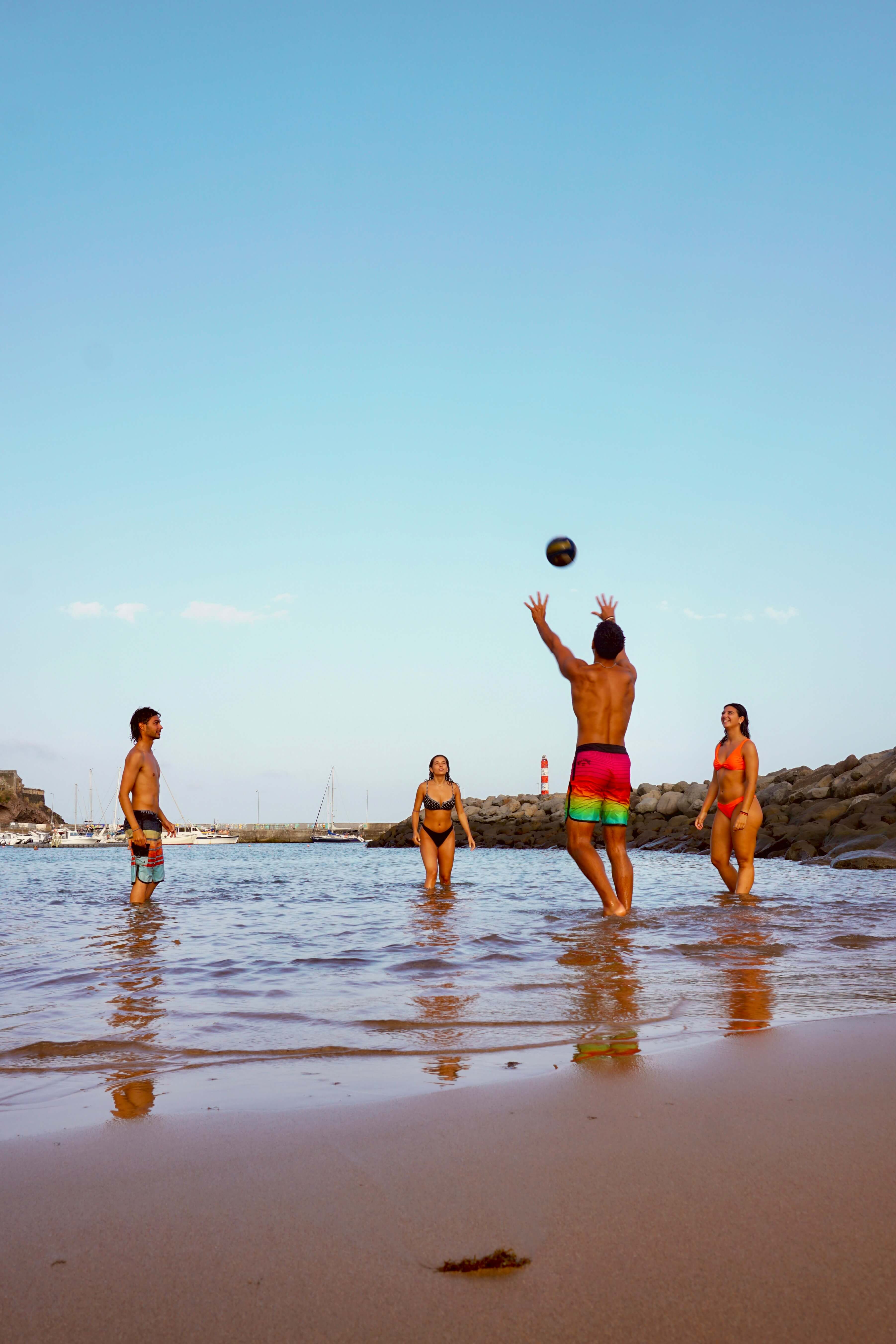 Fresh açaí bowl with views over Machico Beach, Madeira